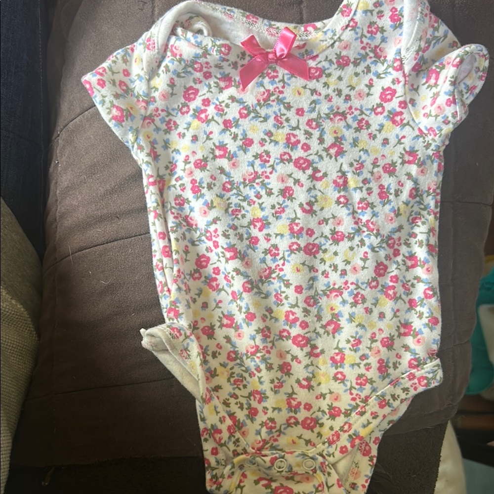 Betsey Johnson Floral Bodysuit with Pink Bow